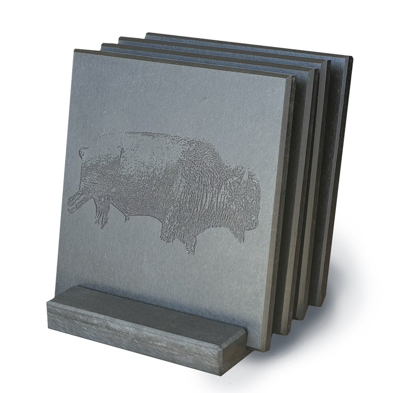 Buffalo Coaster Set With Stand